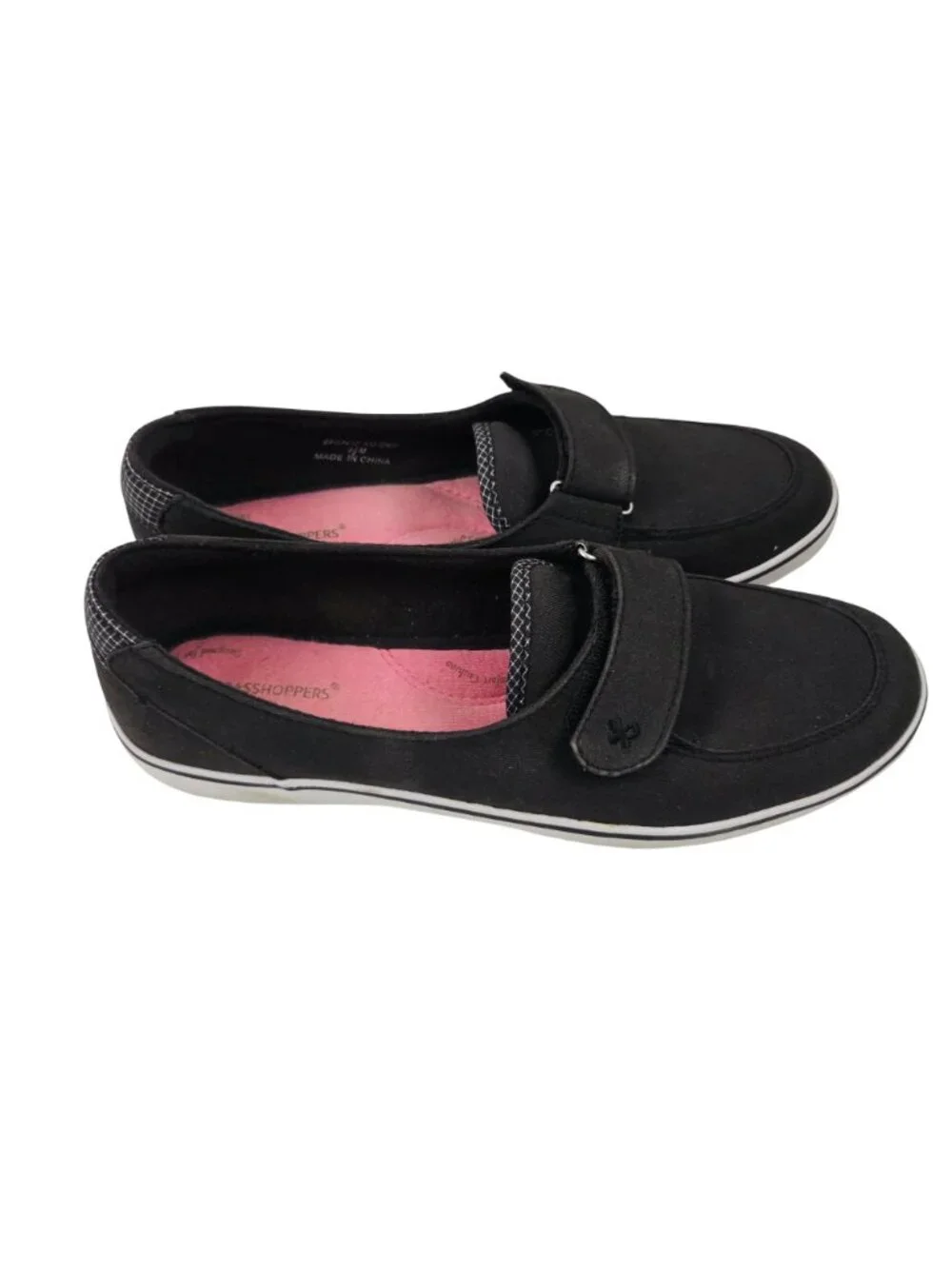 Grasshoppers Loafers Womens Size 9.5 Canyon Black Twill Canvas Comfort Shoes